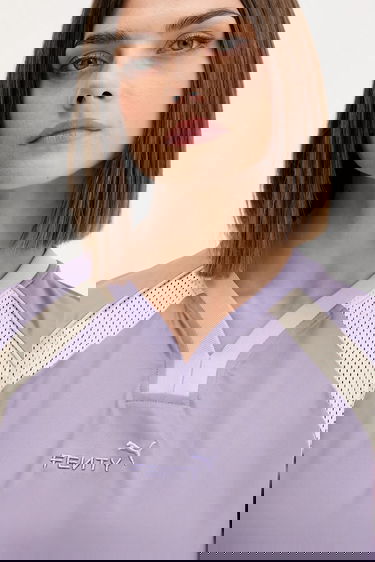 Тениска Puma FENTY V-Neck Oversized Mesh Panel T-Shirt Лилаво | 635638, 3