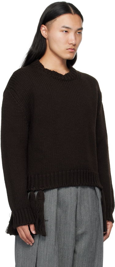 Пуловер HED MAYNER Hed Mayner Knit Crewneck Sweater with Tassels Кафяво | HMMB75099A-HB619, 1