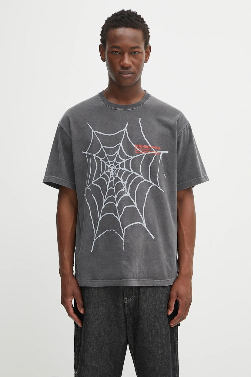 Тениска Neighborhood NEIGHBORHOOD Spiderweb Graphic Tee Сиво | 251PCNH.ST07