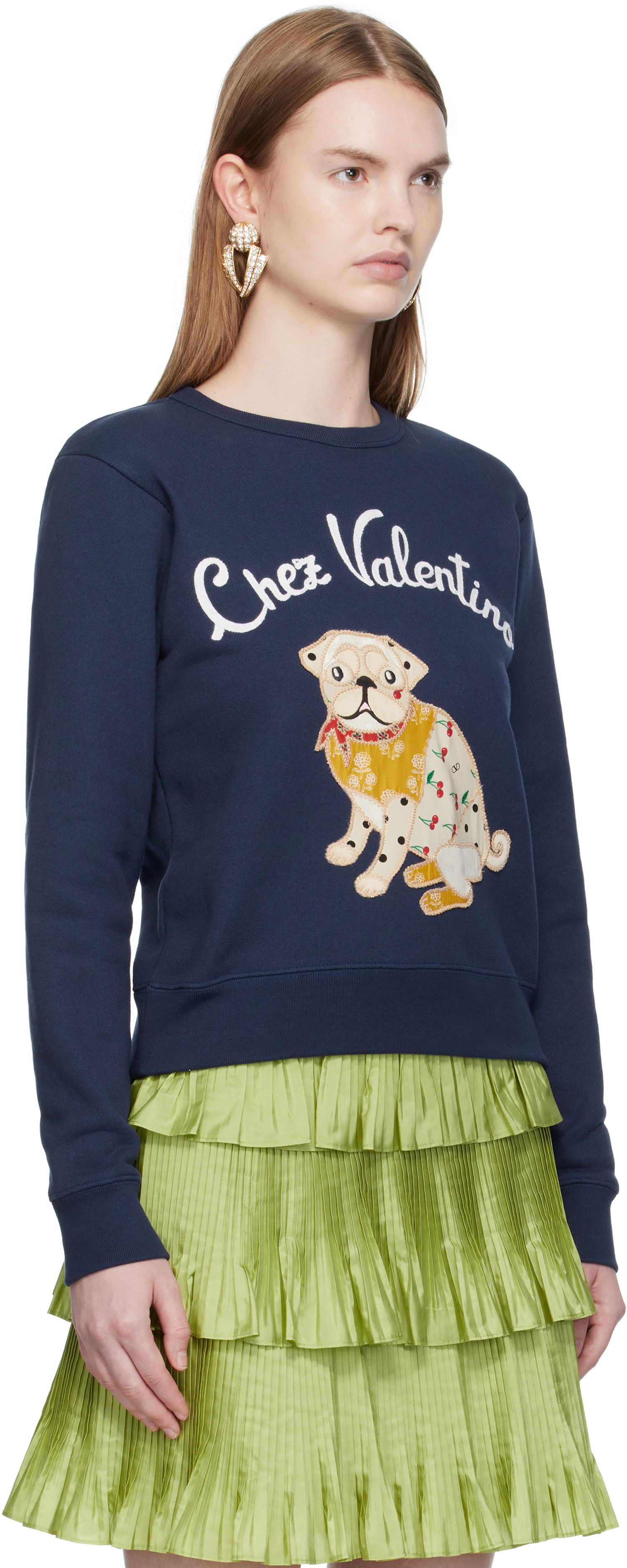 Суитчър Valentino Valentino 'Le Chien De La Maison' Appliqué Sweatshirt Тъмно синьо | 7B3MF24Z9L8, 1