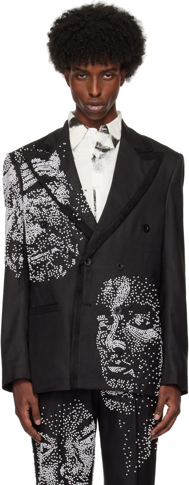 Beaded Faces Suit Blazer