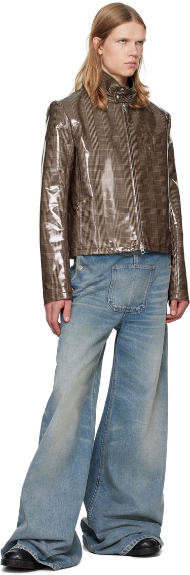 Яке Courrèges Courrèges Prince Of Wales Vinyl Biker Jacket Кафяво | 324CBL195VY0023, 3
