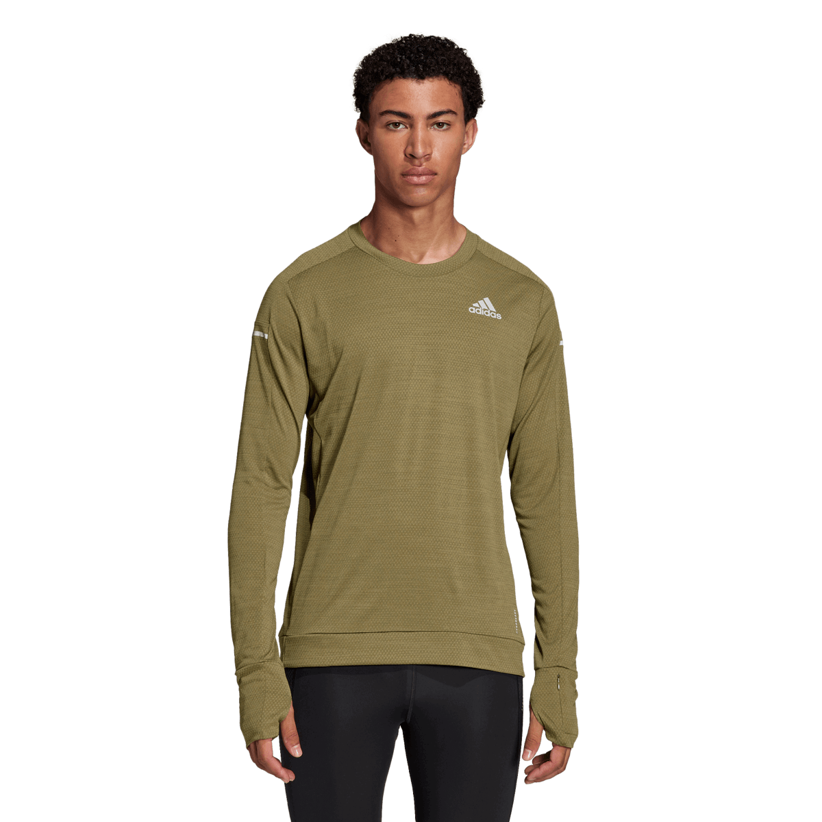 Тениска adidas Originals Cooler Textured Long Sleeve with Thumbholes Зелено | H25127, 0