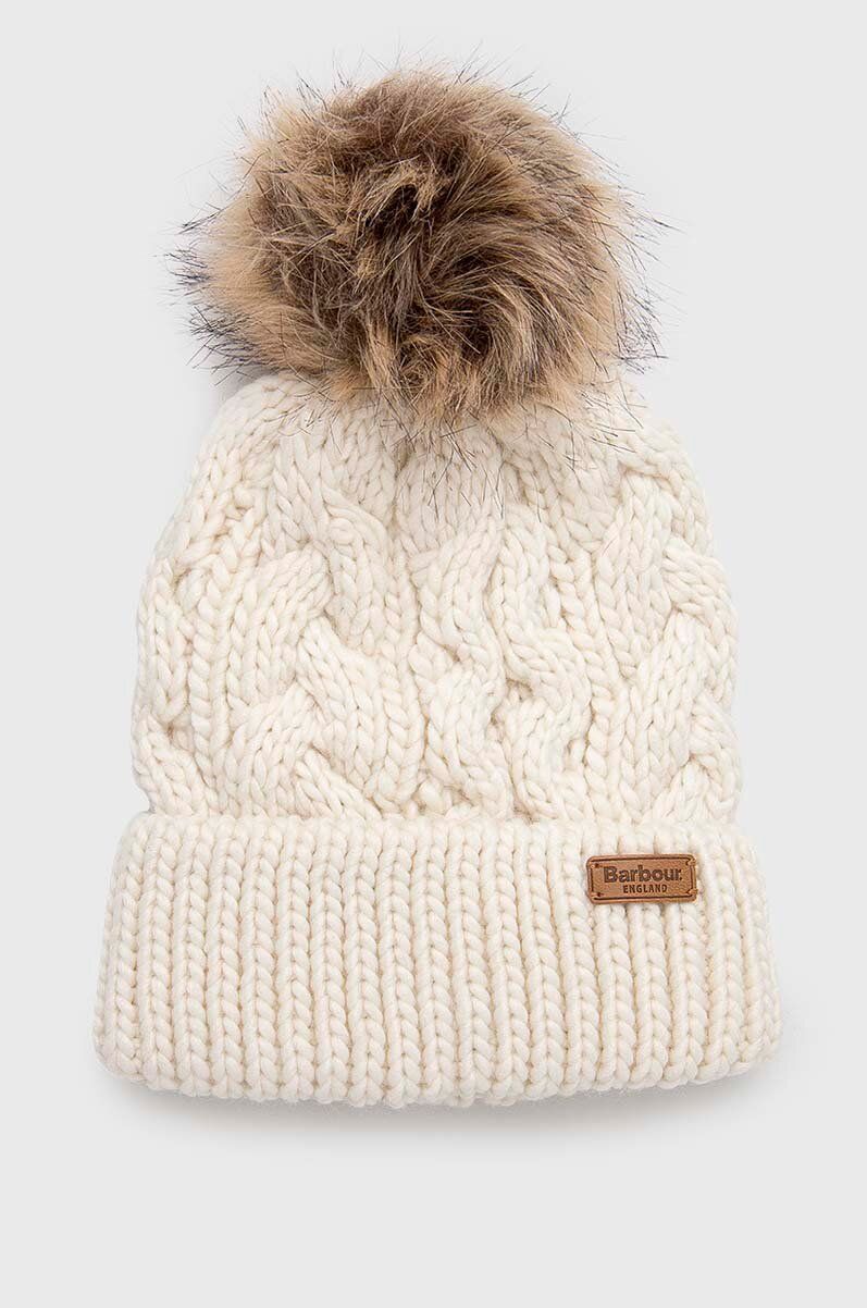 Шапка Barbour Cable Knit Pom Pom Beanie Бяло | LHA0386, 0
