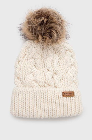 Шапка Barbour Cable Knit Pom Pom Beanie Бяло | LHA0386, 0