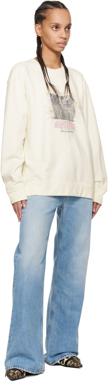 Суитчър GANNI GANNI Isoli Kittens Drop Shoulder Sweatshirt Бежово | T4163, 3