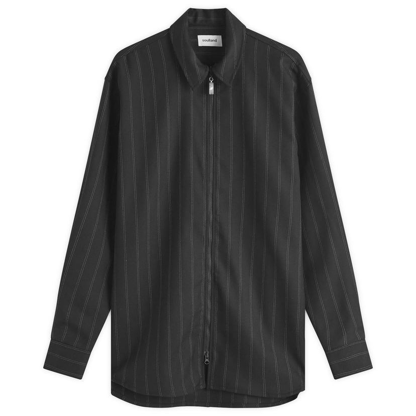 Яке Soulland Zip Shirt Jacket With Pattern Черно | 42029-1325-BLK