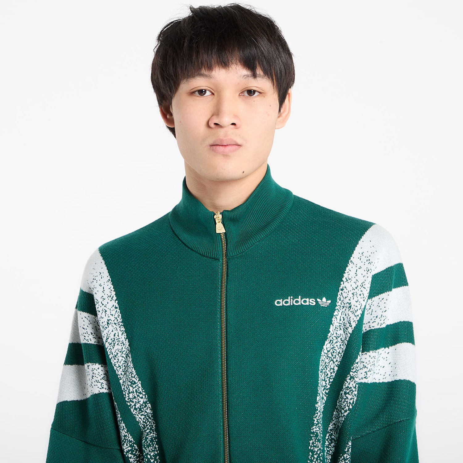 Яке adidas Originals Santiago Full-Zip Knit Jacket with Speckled Stripes Зелено | KE4603, 1