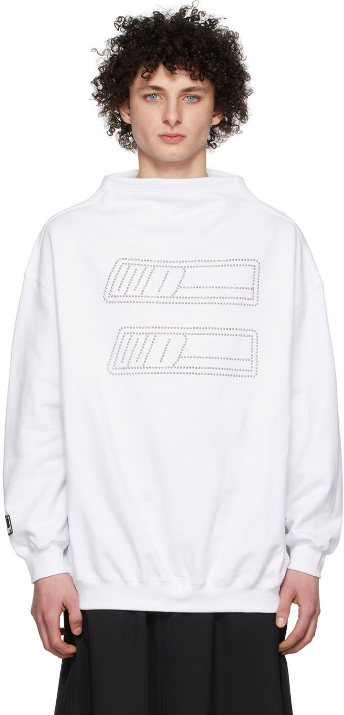 Суитчър We11done Rhinestone Embroidered Sweatshirt Бяло | WD-TS1-22-538-U-WH, 0