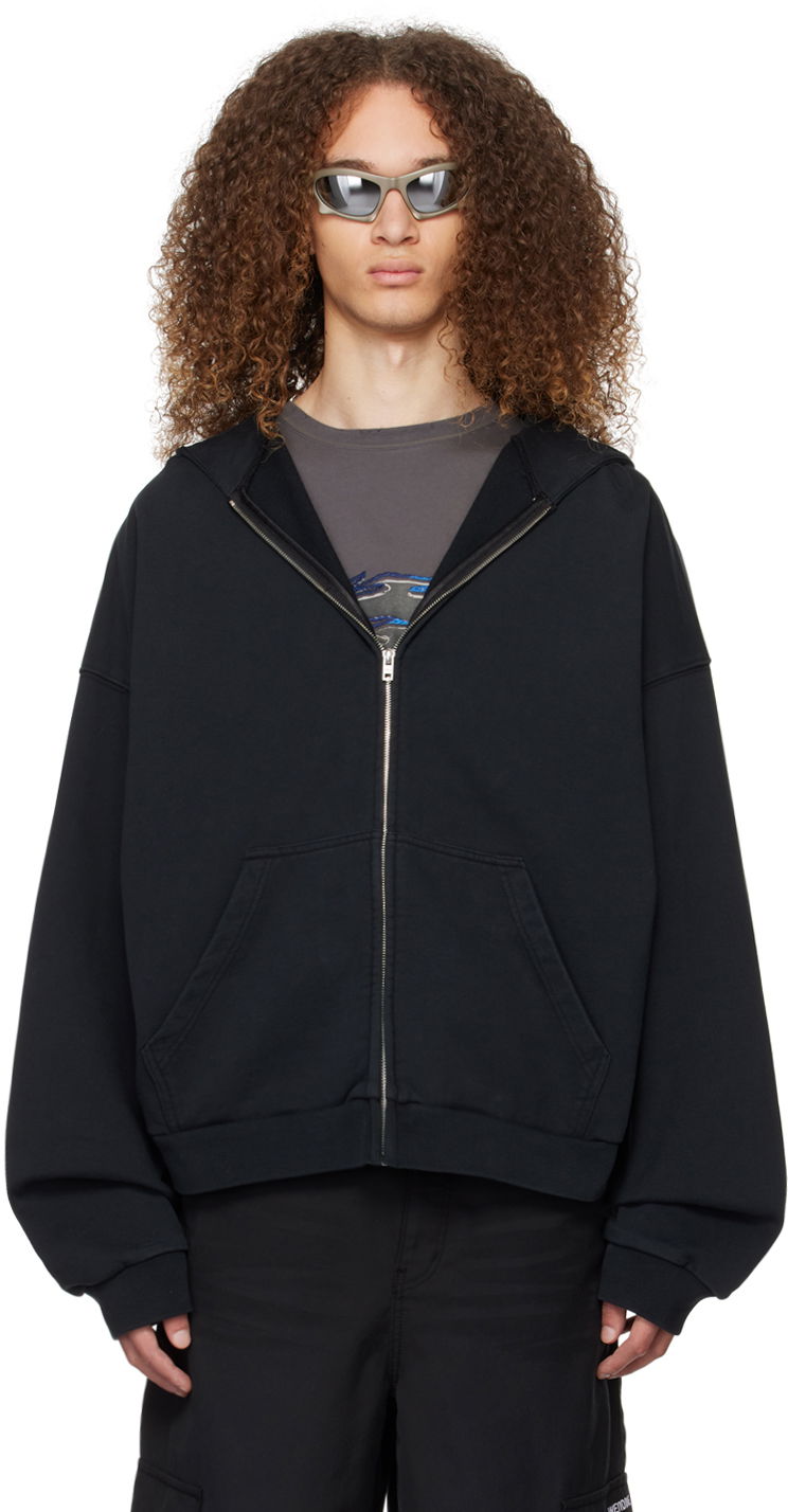 Суитчър We11done We11done Oversized Zip-Up Hoodie Черно | WD-TJ0-24-813-U-BK, 0