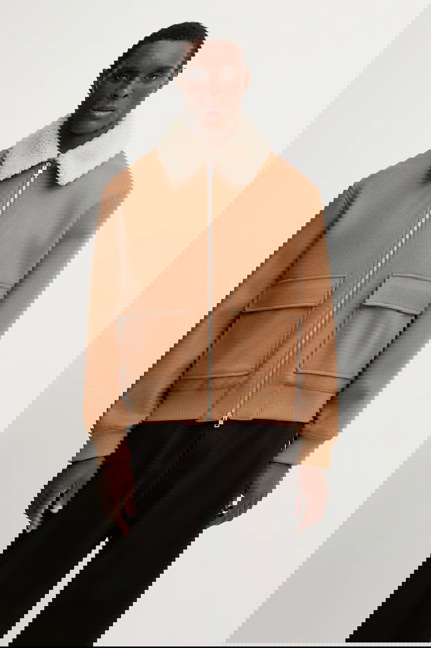 Яке бомбър MAISON KITSUNÉ Shearling Collar Jacket Кафяво | PM02140WM2030, 0