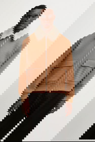 Яке бомбър MAISON KITSUNÉ Shearling Collar Jacket Кафяво | PM02140WM2030, 0