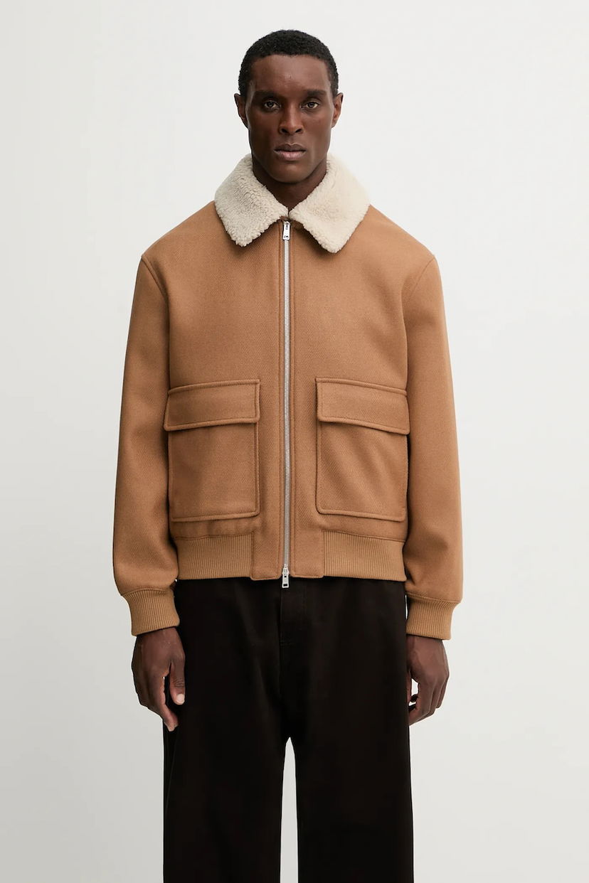 Яке бомбър MAISON KITSUNÉ Shearling Collar Jacket Кафяво | PM02140WM2030