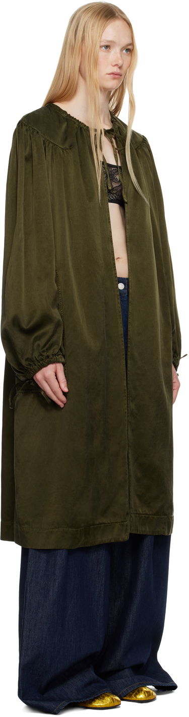 Тренчкот Dries Van Noten Dries Van Noten Gathered Open Front Coat Зелено | 251-010202-1426, 1