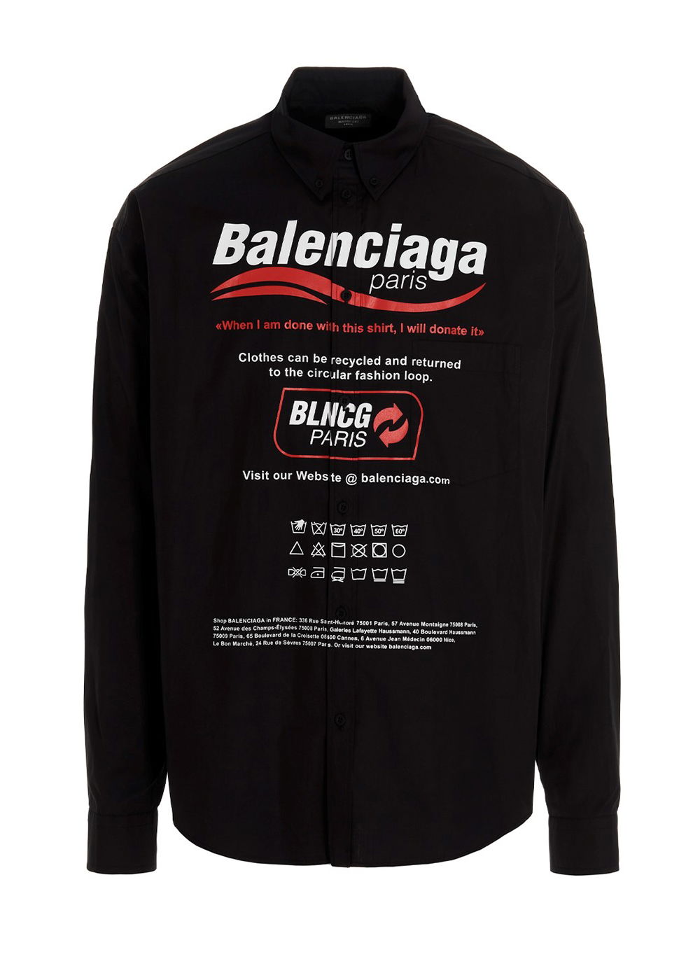 Риза Balenciaga Dry Cleaning Logo Shirt Черно | 664626TEM161000, 0