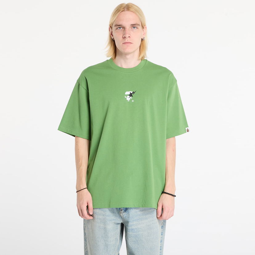 Тениска BAPE Bape Sta Ape Face Relaxed Fit Tee Зелено | 001TEL801321MGRN