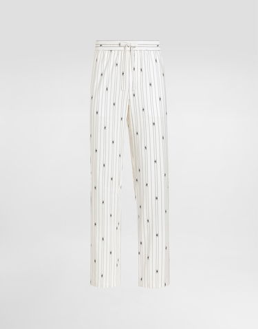 Панталони Dolce & Gabbana Dolce & Gabbana Logo Striped Drawstring Trousers Бяло | GVRMATHJMQRS8350, 0