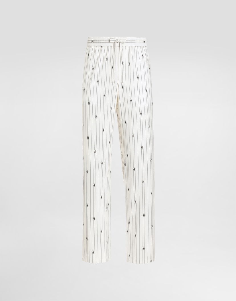 Панталони Dolce & Gabbana Dolce & Gabbana Logo Striped Drawstring Trousers Бяло | GVRMATHJMQRS8350