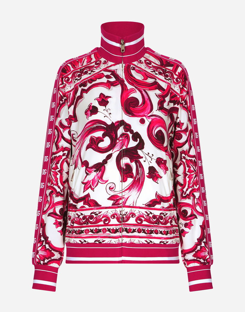 Суитчър Dolce & Gabbana Zip-up Cady Sweatshirt With Majolica Print Червено | F9Q75TFPIAHH63TN