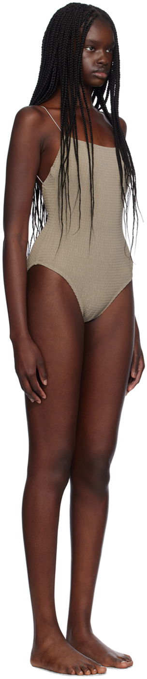 Бански TOTEME TOTEME Women's Smocked One-Piece Swimsuit Зелено | 241-WSW1080-FB0130, 1