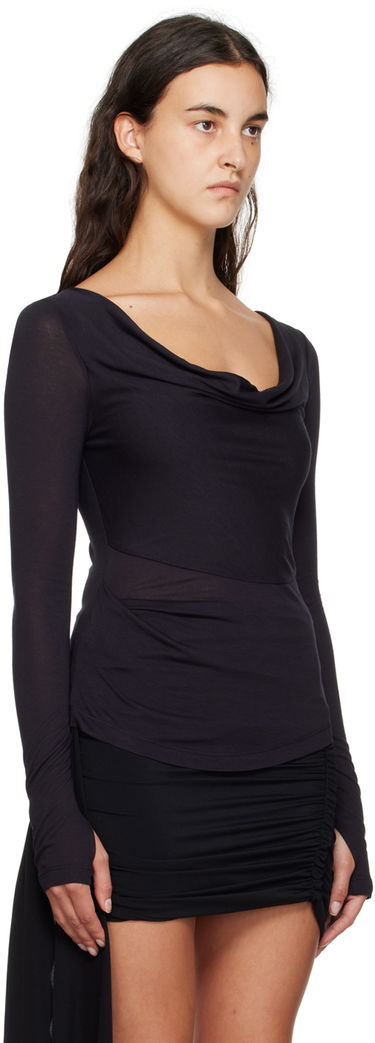 Тениска Helmut Lang Helmut Lang Cowl Neck Long Sleeve T-Shirt Черно | N06HW522, 1