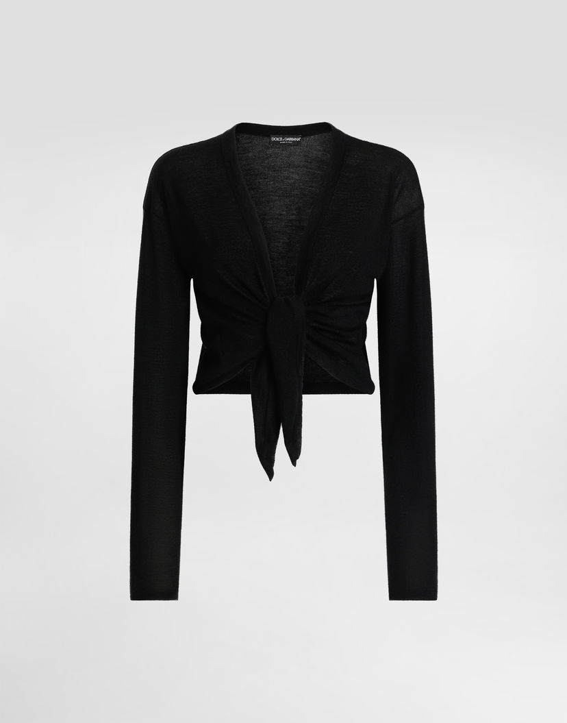 Пуловер Dolce & Gabbana Dolce & Gabbana Cashmere Tie Cardigan Черно | FXV98TJBW0IN0000