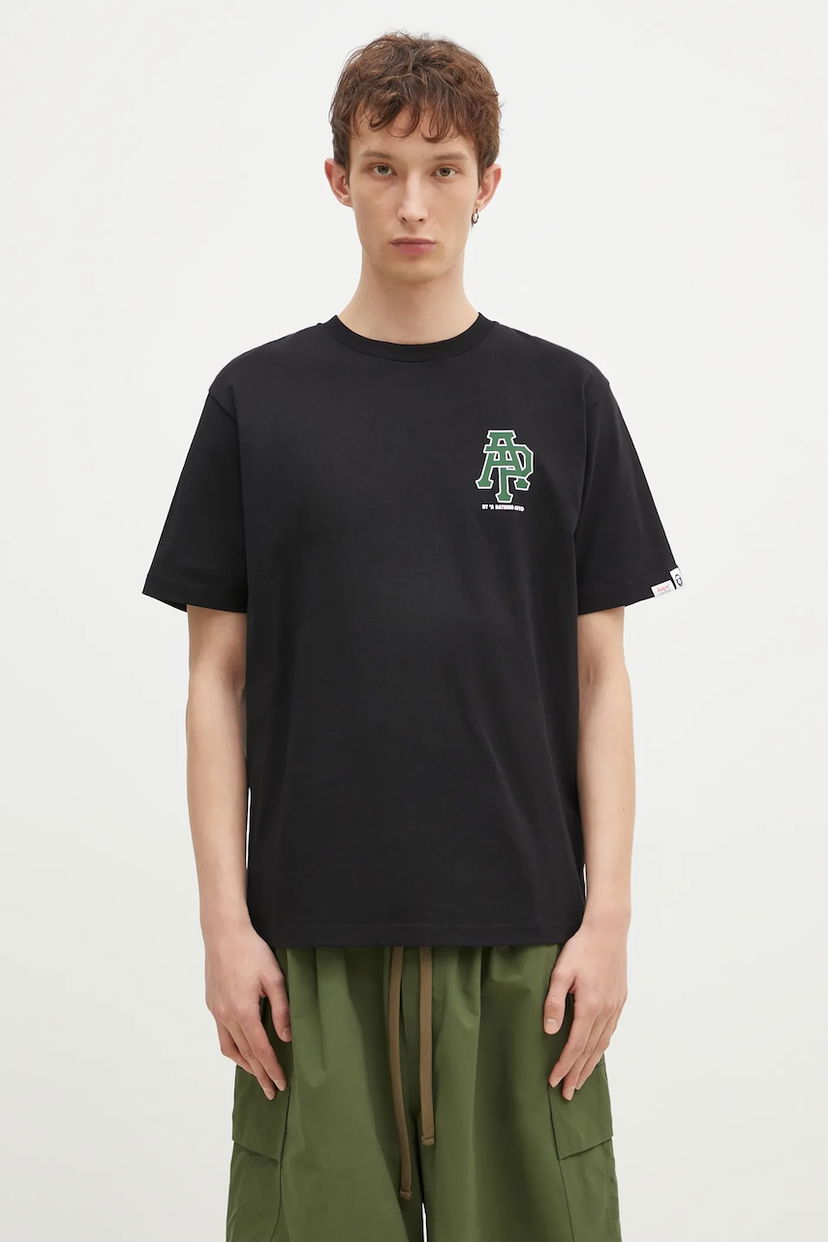 Тениска AAPE by A Bathing Ape Basic Cotton Printed T-shirt Черно | AAPTEM1562XXN