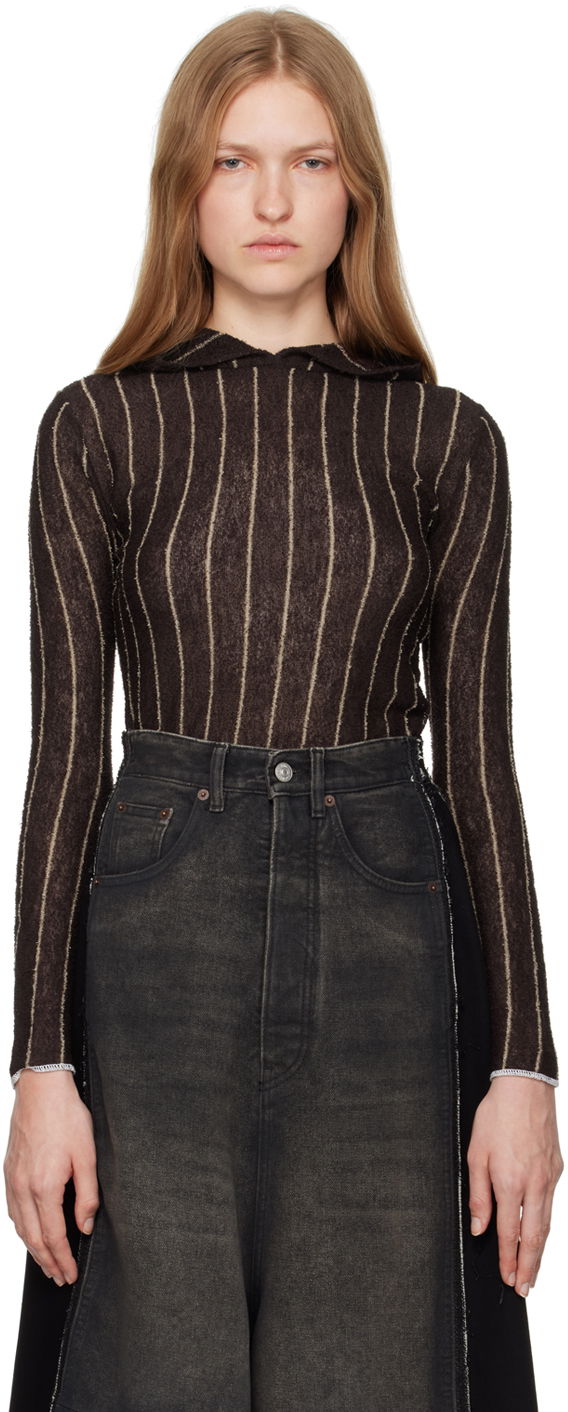 Суитчър Maison Margiela Pinstripes Underpinning Hoodie Кафяво | S62HA0090 M13077, 0