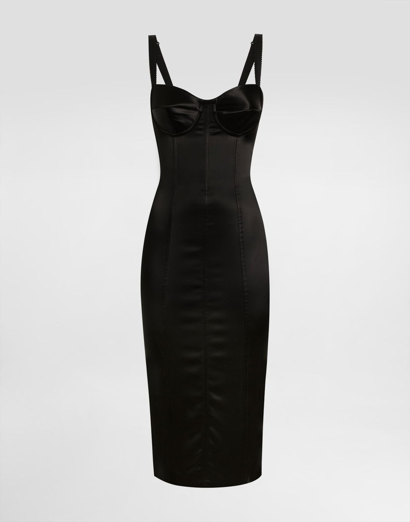Pокля Dolce & Gabbana Dolce & Gabbana Satin Midi Dress Черно | F6DIHTGDDB2N0000