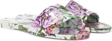 Pокля Dolce & Gabbana Dolce&Gabbana Floral Print Rubber Slides Бяло | CW2215 A6L05, 3