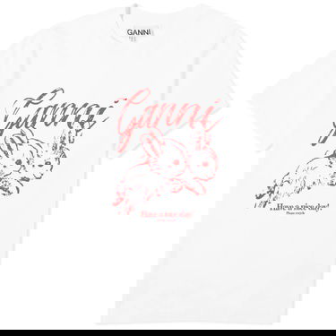 Тениска GANNI GANNI Bunnies Relaxed T-Shirt Бяло | T3994-151, 0
