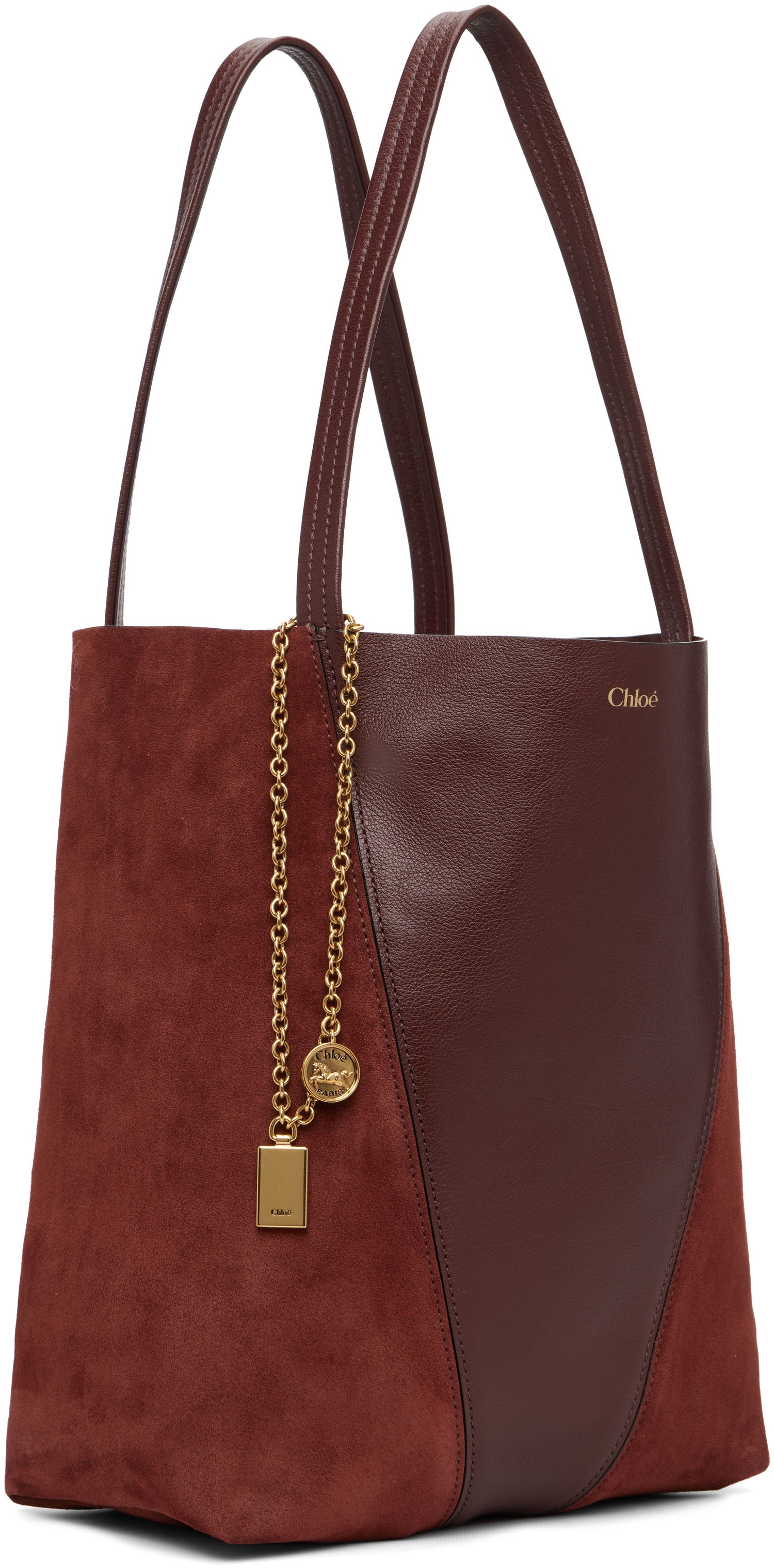 Голяма пазарска чанта CHLOÉ Spin Tote Бургунди | CH25WS811Q76, 1