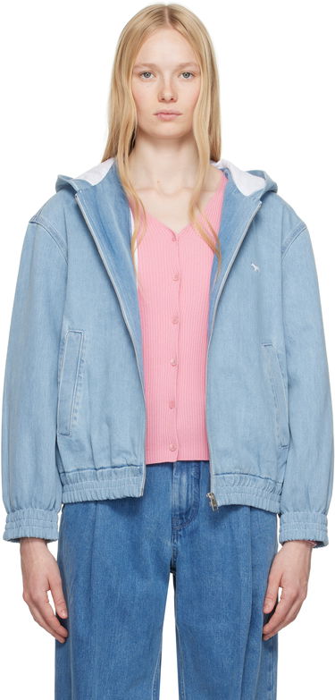 Яке MAISON KITSUNÉ Maison Kitsuné Zipped Hooded Denim Jacket Синьо | OW02103WD4010, 0