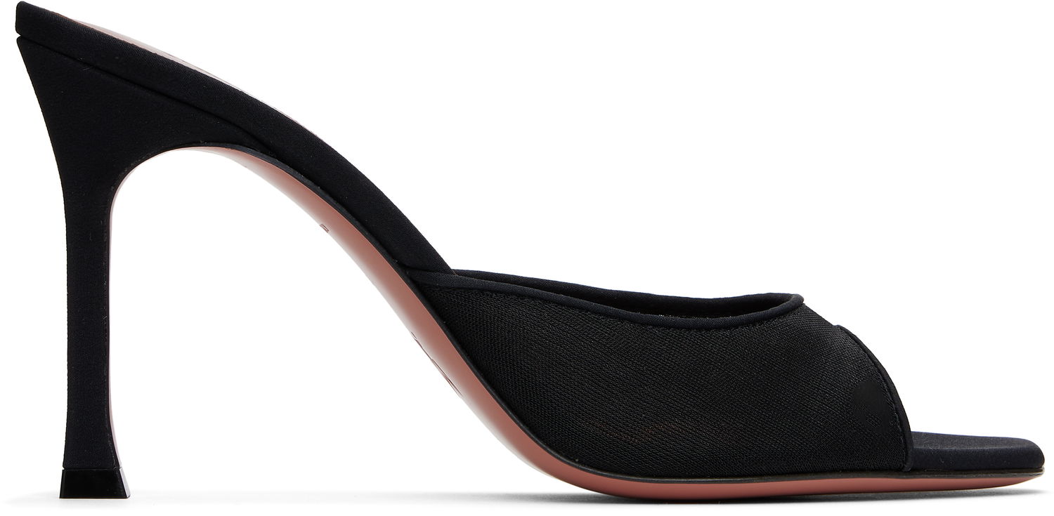 Аксесоари Amina Muaddi Amina Muaddi Alexa Mesh Slipper 95 Heeled Sandals Черно | ALEXA MESH SLIPPER, 0