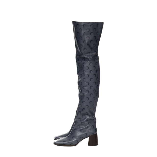Airbrushed Leather Block High Boots