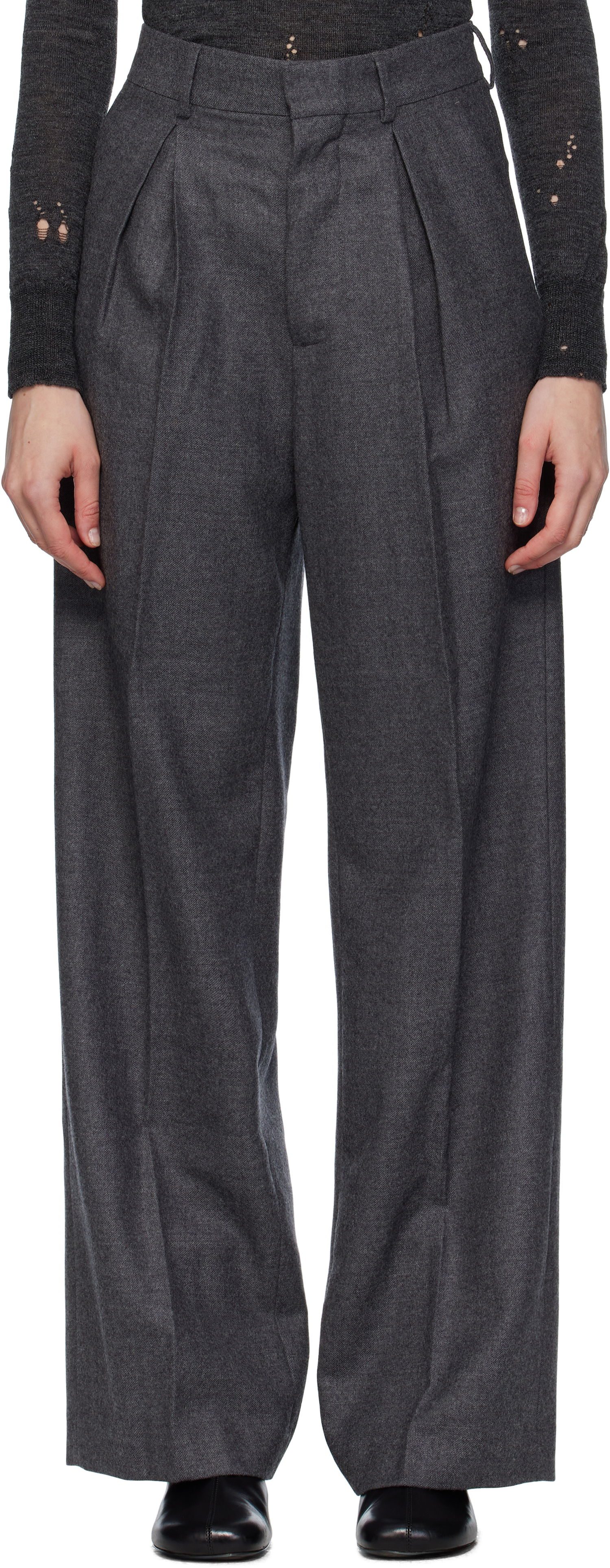 Панталони Maison Margiela MM6 Maison Margiela Tailored Wool Trousers Сиво | S52KA0540 M35466, 0