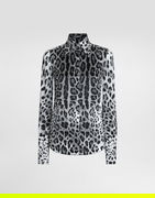 Leopard-Print Silk Satin Shirt
