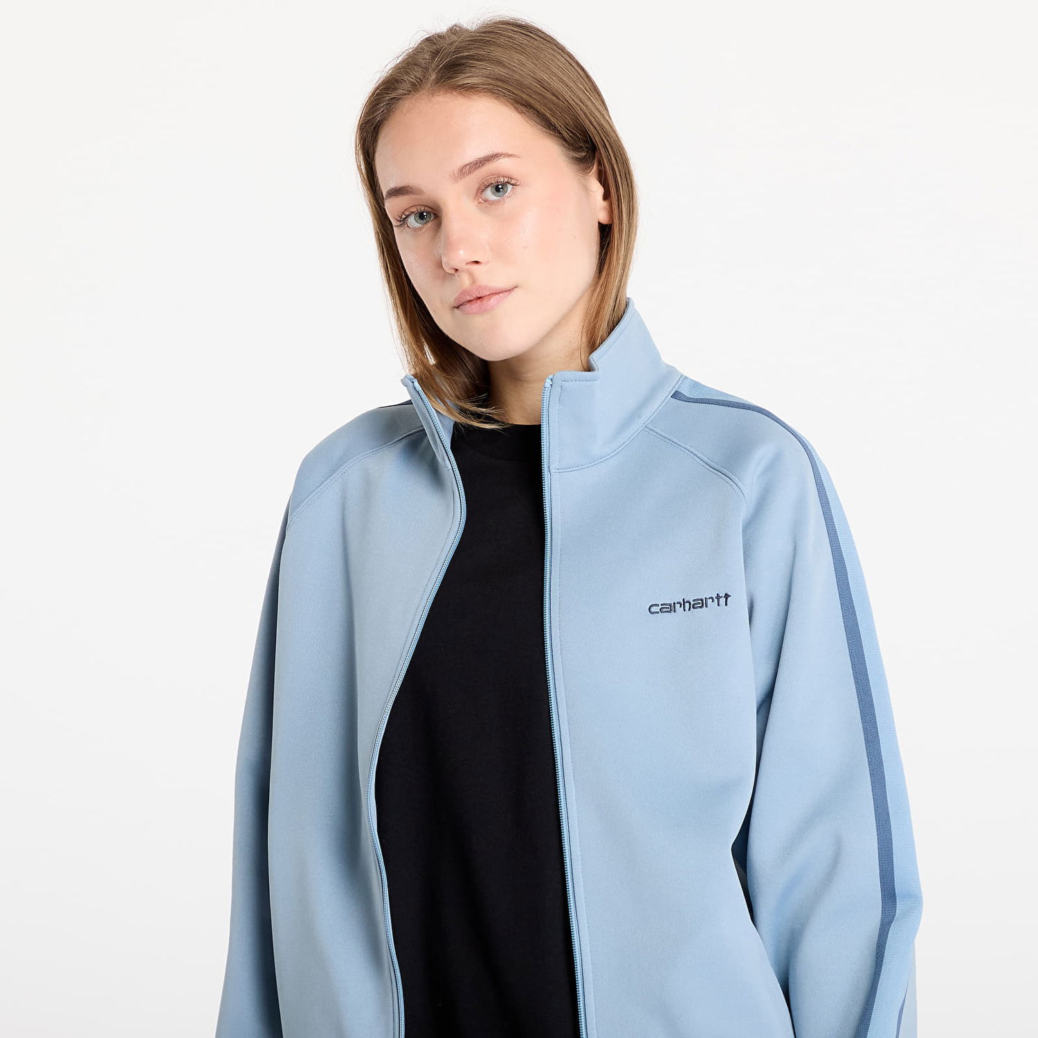 Суитчър Carhartt WIP Sweatshirt Bolan Jacket UNISEX Dusty Ice/ Positano S Тюркоазено | I033926.2JNXX, 1