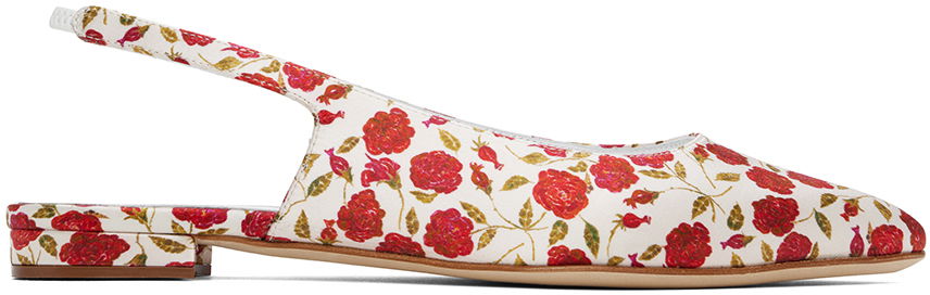 Грижа за обувките Manolo Blahnik Manolo Blahnik Sawra Slingback Ballerina Flats Бяло | 224-1686, 0