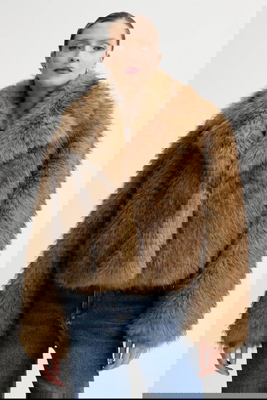 Палта STAND STUDIO Cropped Faux Fur Coat Samara Кафяво | 61701.9405, 0