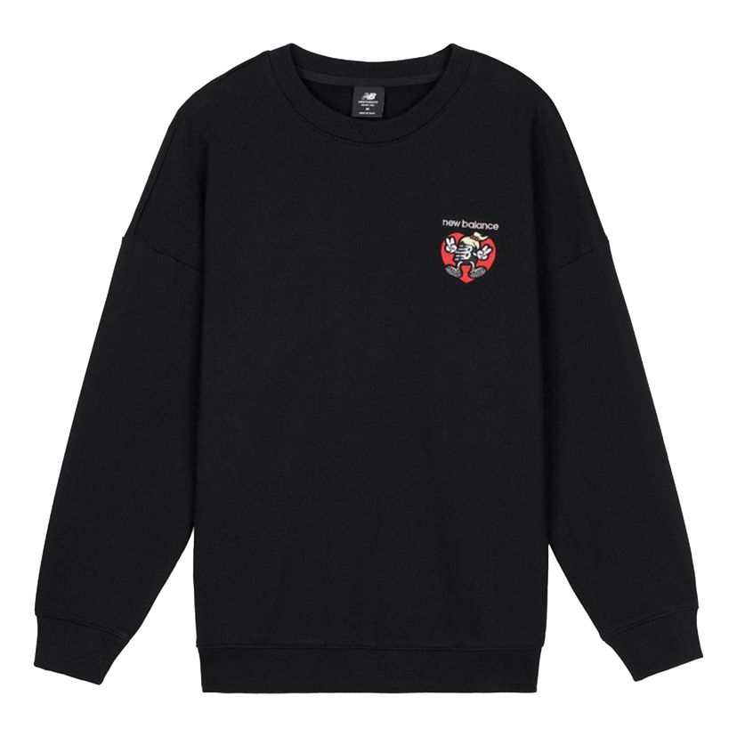 Пуловер New Balance Graphic Print Crewneck Sweatshirt Черно | AWT03367-BK