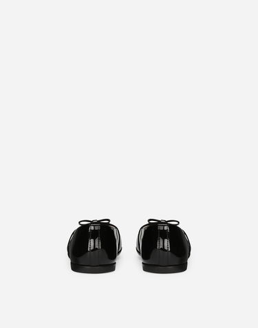 Кецове и обувки Dolce & Gabbana Patent Leather Ballet Flats With Bow For First Steps Черно | D20093A483180999, 2