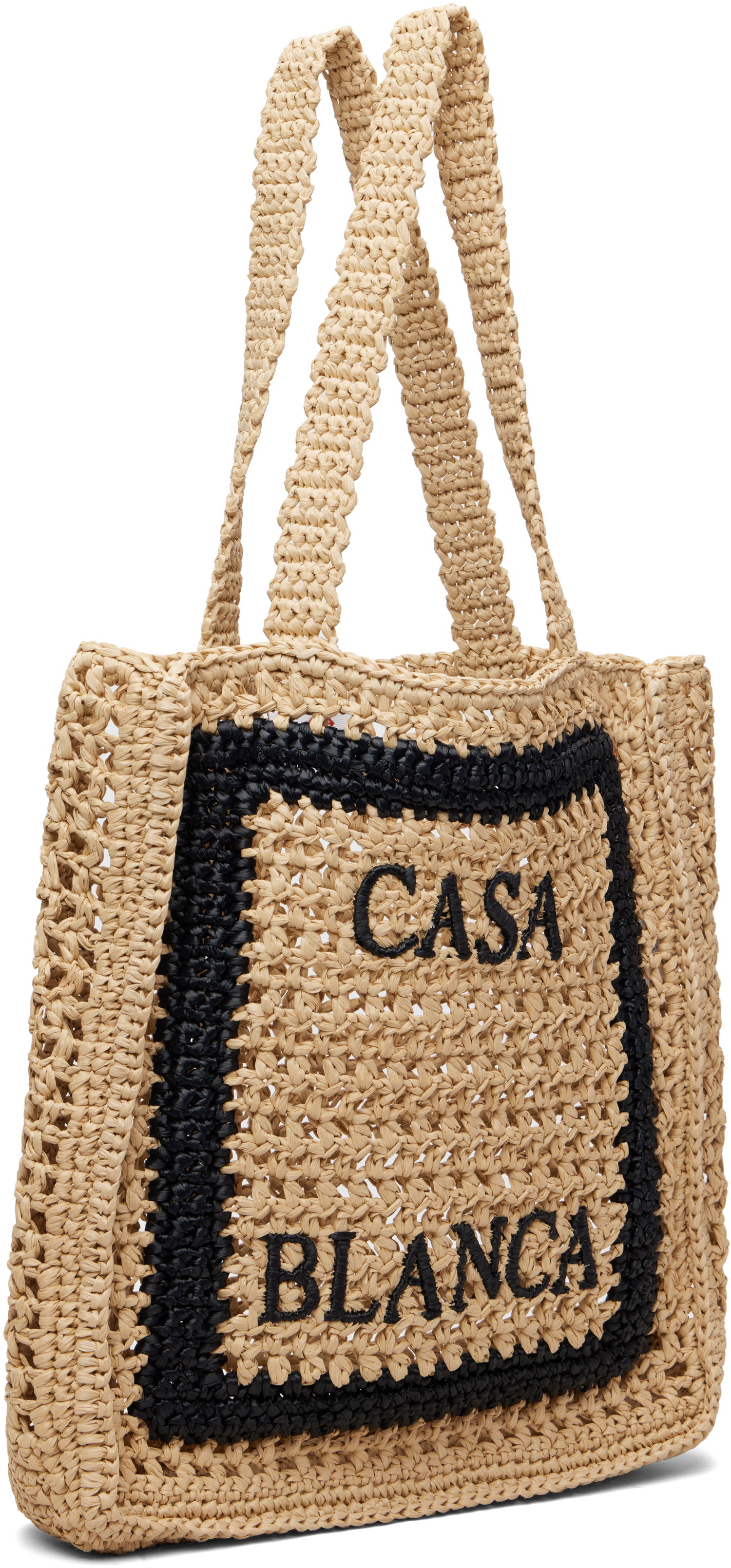 Голяма пазарска чанта Casablanca Casablanca Logo Raffia Tote Бежово | A-SP26-BAG-175-01, 1