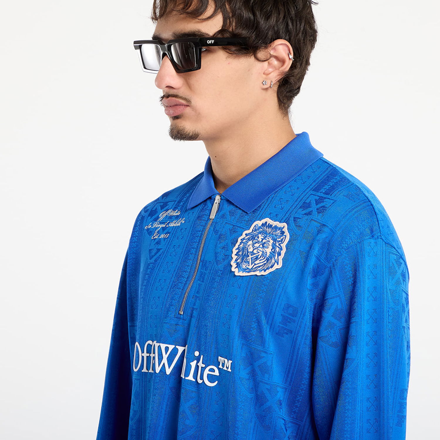 Поло тениска Off-White Lion Nation Soccer L/S Polo Синьо | OMAD00QF25JER0034601, 1