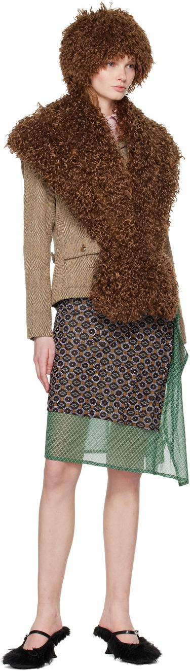 Шал Anna Sui Anna Sui Curly Faux Fur Shawl Scarf Кафяво | 725D93, 2