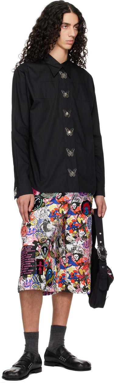 Риза Chopova Lowena Chopova Lowena SSENSE Exclusive Metal Butterfly Button-Up Shirt Черно | 2321E, 3