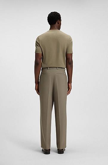 Панталони BOSS Relaxed Fit Double Pleat Trousers Зелено | 50551532, 1