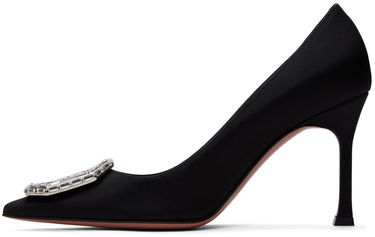 Кецове и обувки Amina Muaddi Satin Pumps With Crystal Buckle Черно | CAMELIA PUMP 90 SR SATIN, 2