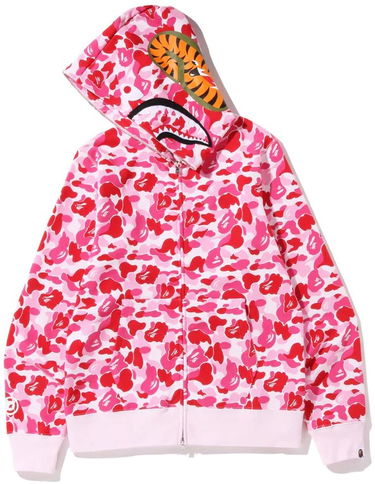 Суитчър BAPE ABC Camo Shark Full Zip Hoodie Червено | 001ZPI201002M-PNK, 1