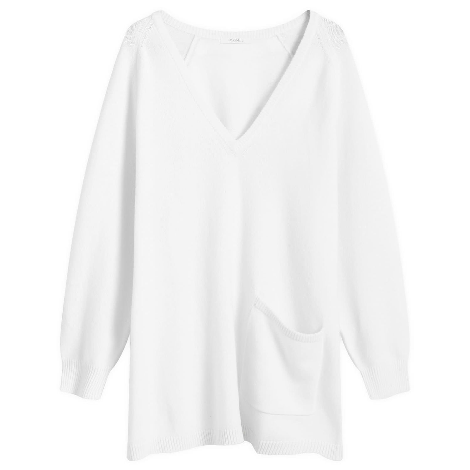 Пуловер Max Mara Knitted V-Neck Jumper With Pocket Бяло | 2421366102600-001, 0